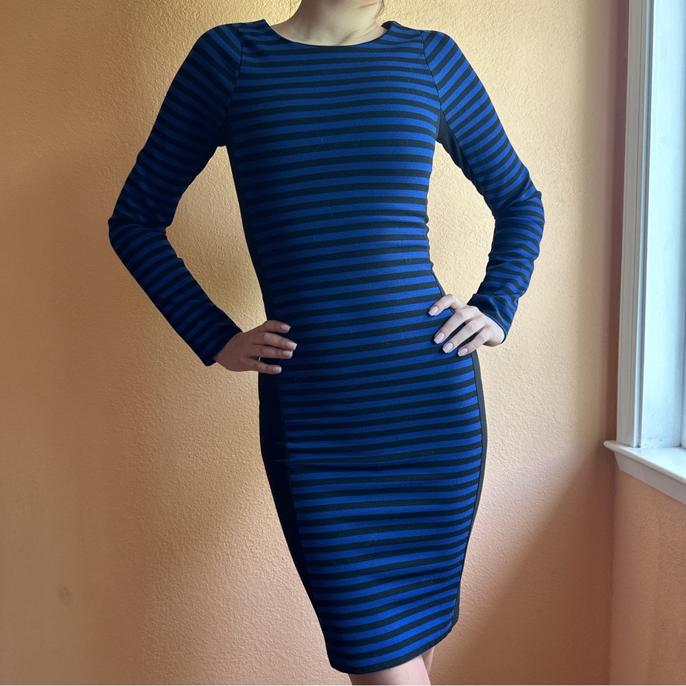 Felicity & Coco Black & Royal Blue Stripe Bodycon… - image 2